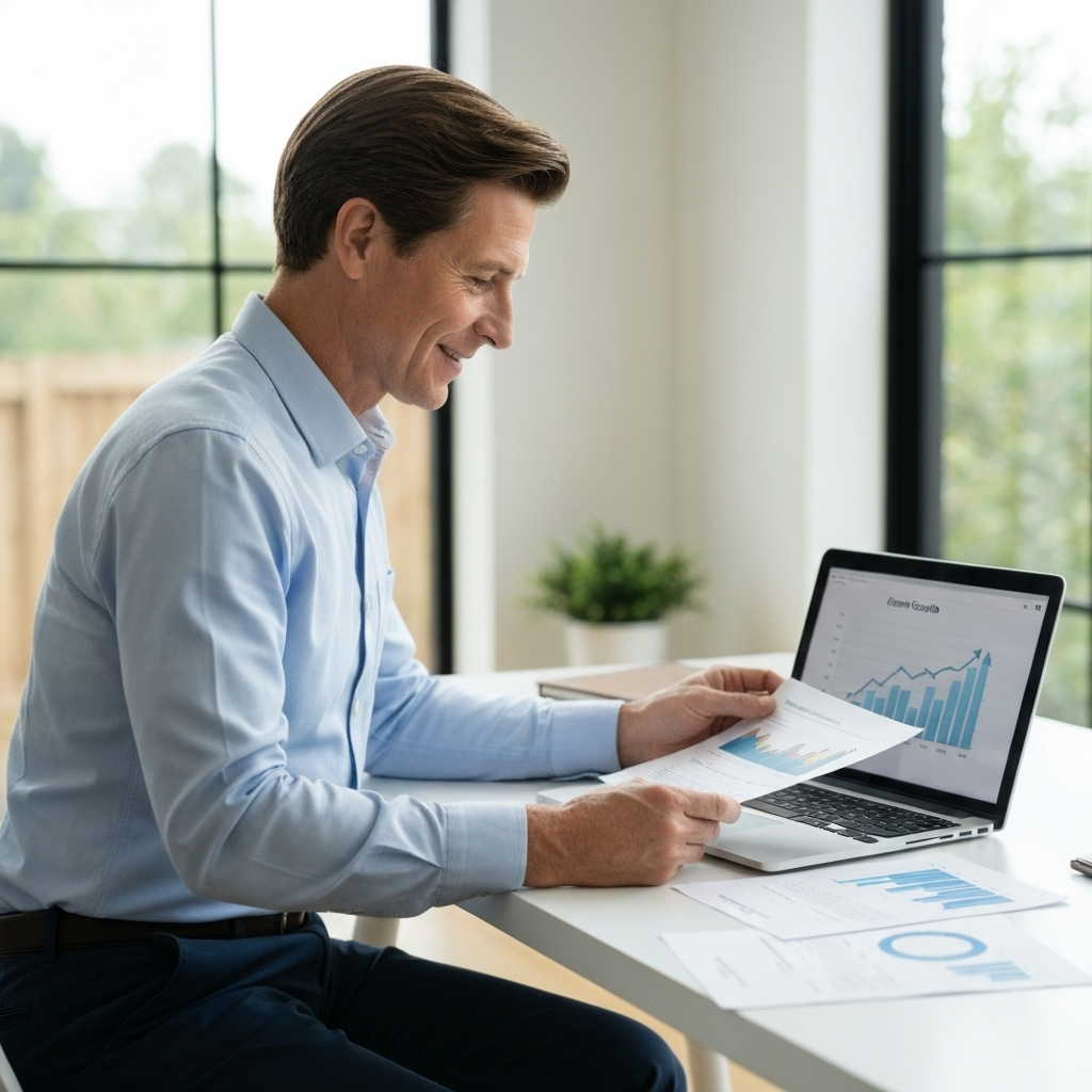 Person viewing rising credit score
