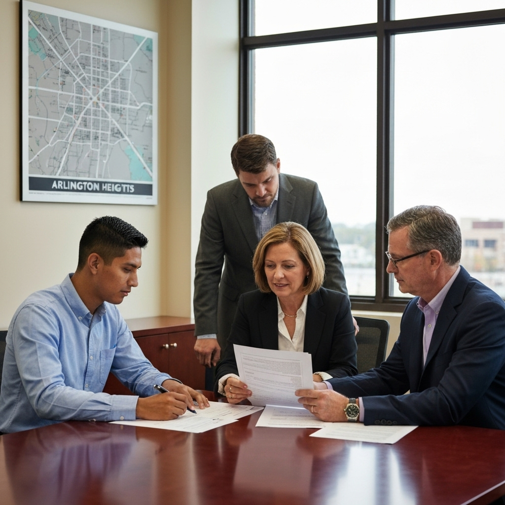 Group reviewing credit documents