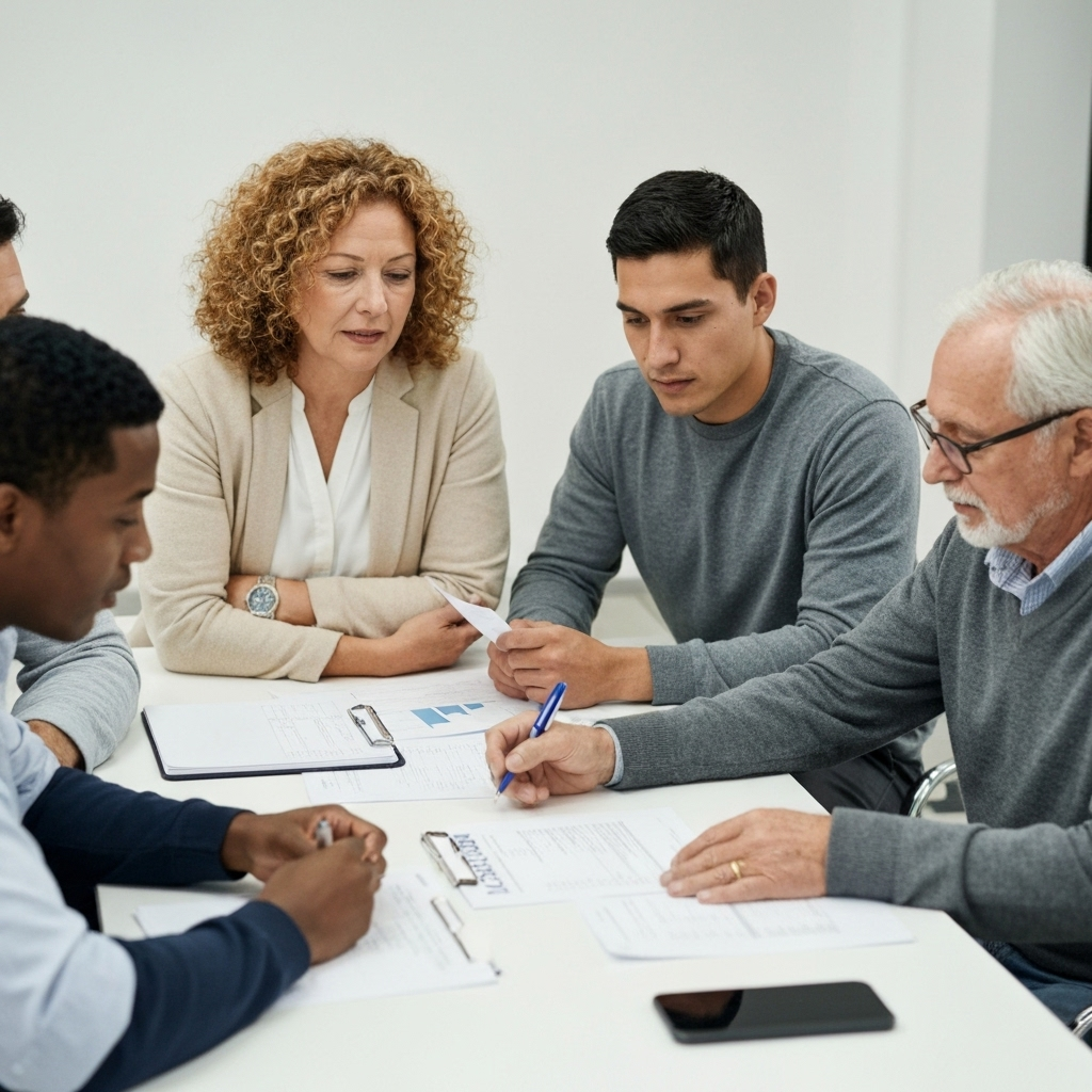 Group discussing credit reports