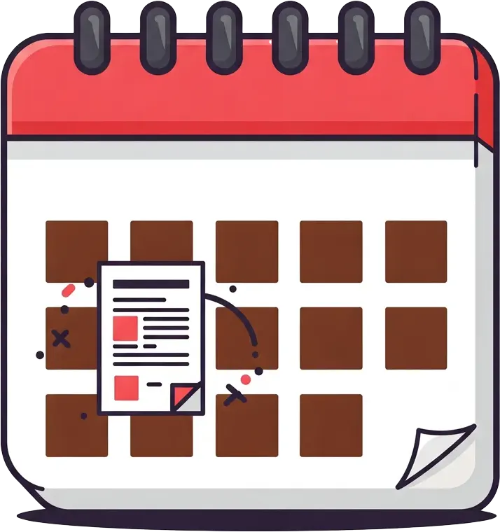 Calendar with marked dates and a document, symbolizing the timeline for credit repair services and monitoring progress.