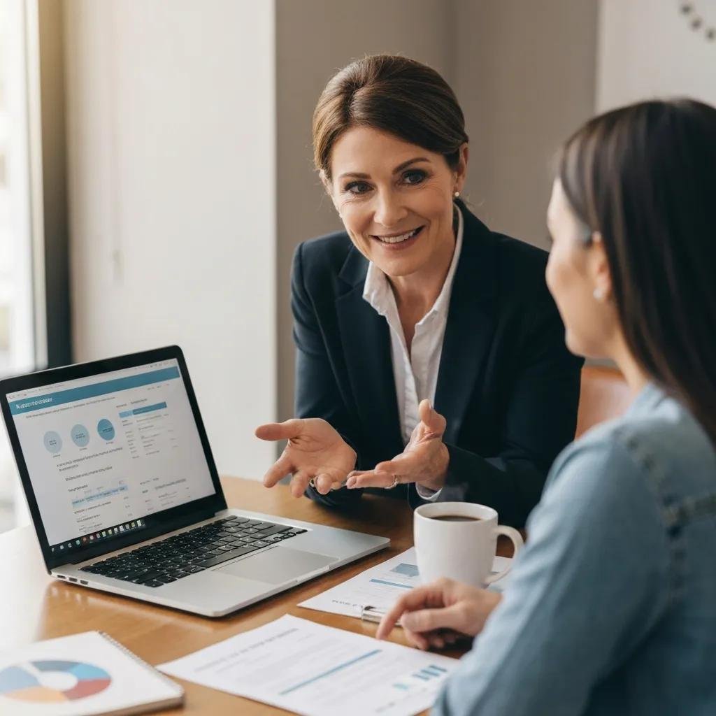 Consultant reviewing credit repair options with a client, emphasizing practical guidance and collaboration