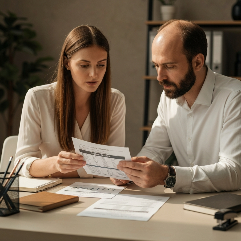 People reviewing credit and debt documents