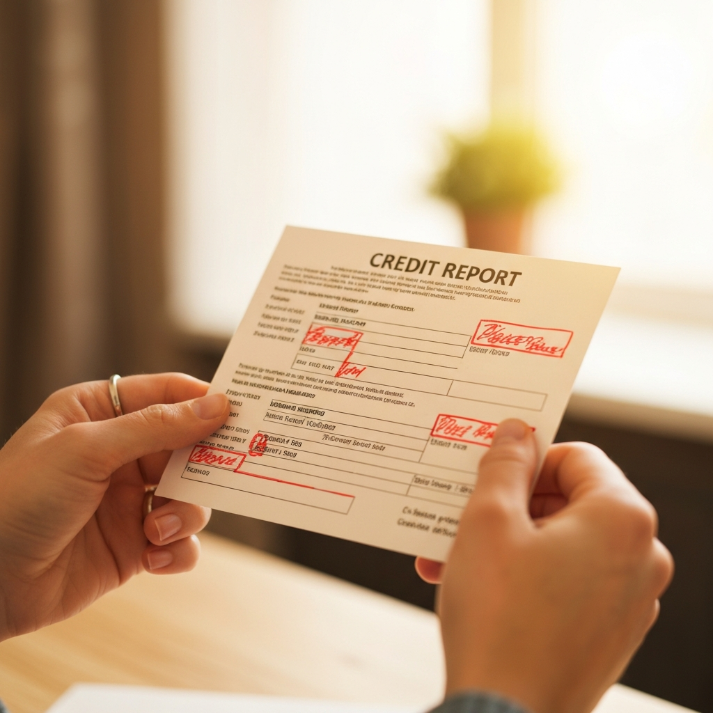 hands holding credit report file