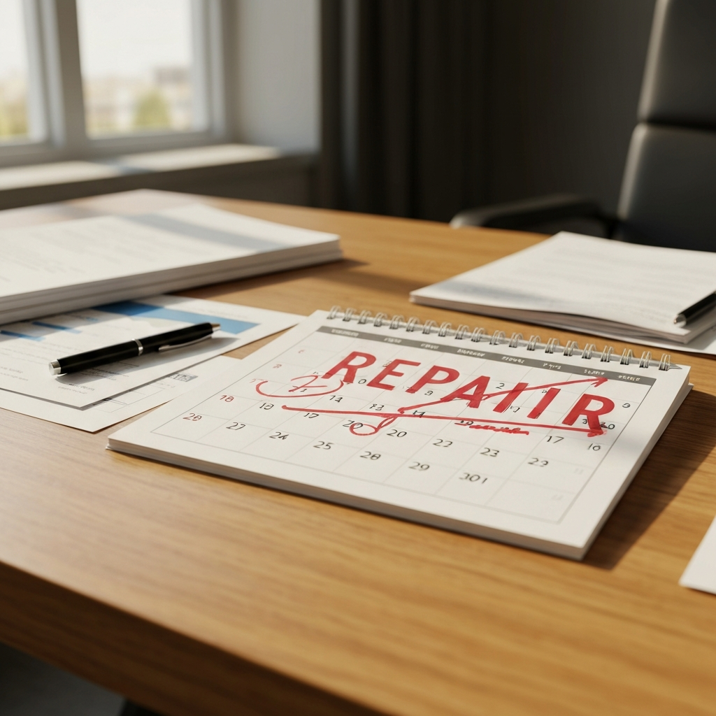 Calendar showing credit repair timeline