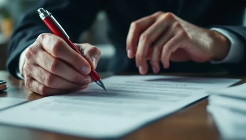 Warning sign next to a credit repair contract with red flags highlighted